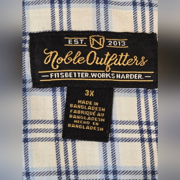 NWT Noble Outfitters Button Front Short Sleeve Shirt Blue Plaid 3X - Picture 2 of 16